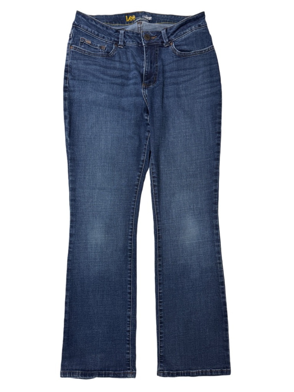 {Lee Modern Series} "Curvy Fit Bootcut" Blue Mid Rise Boot Cut Denim Jeans